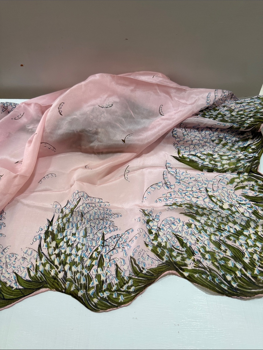 Carol Stanley Pink Botanical Print Silk Scarf made in Japan VINTAGE - Picture 16 of 16